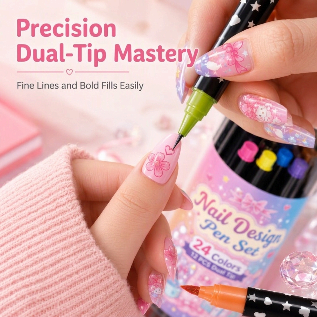 24‑Colors Dual‑Ended Nail Art Pens‑DIY Manicure Drawing Set