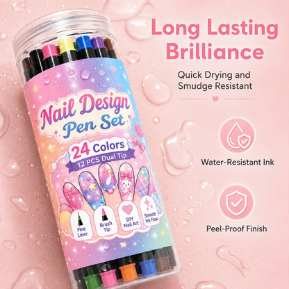 24‑Colors Dual‑Ended Nail Art Pens‑DIY Manicure Drawing Set