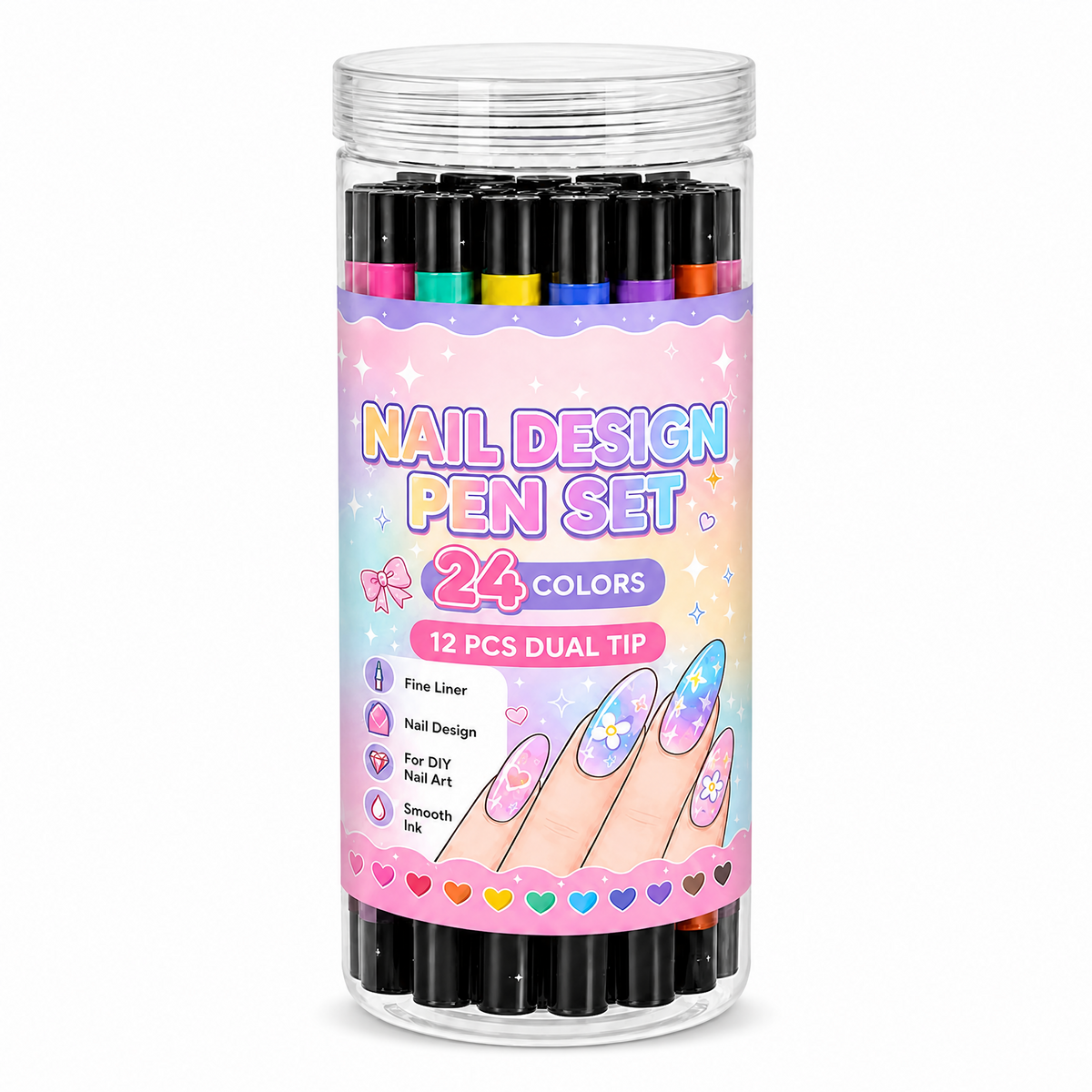 24‑Colors Dual‑Ended Nail Art Pens‑DIY Manicure Drawing Set