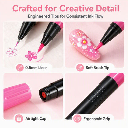 24‑Colors Dual‑Ended Nail Art Pens‑DIY Manicure Drawing Set